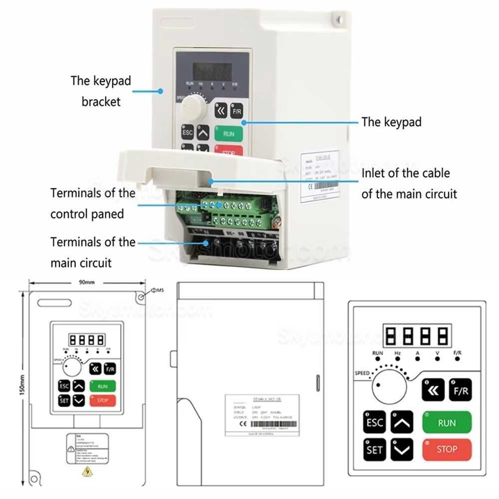 1.5KW 110V/220V 空冷CNCスピンドルモーターキット OSP001696 VFD（可変周波数ドライブ） & ER11コレット13個付き
